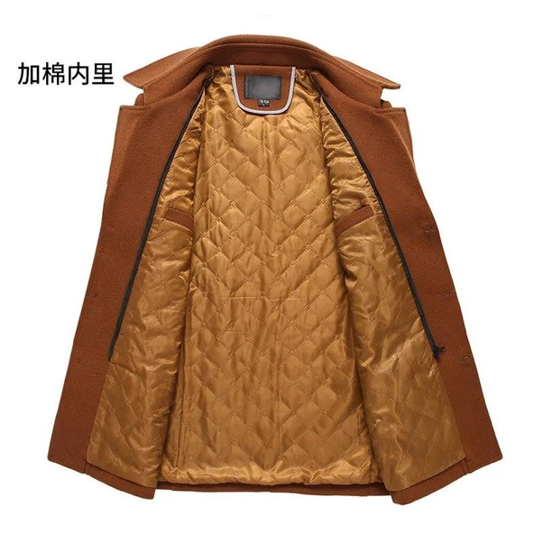 Cbtx Erkek Yünlü Ceket Sonbahar Ve Kış Erkek Eşarp Yaka Mont Kaban - 4