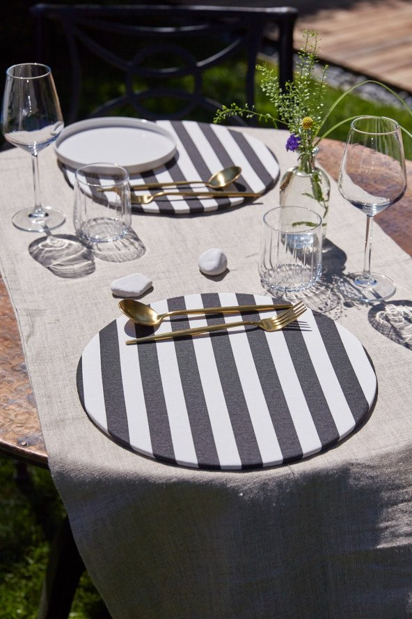6lı Striped Duck Keten Supla Amerikan Servis - 2