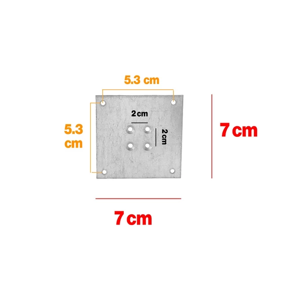 Metal Çinko Masa Bağlantı Sacı Düz 7 x 7 cm Mobilya Yemek Masası Ayak Bağlama Saçı Aparat 4 Adet - 2