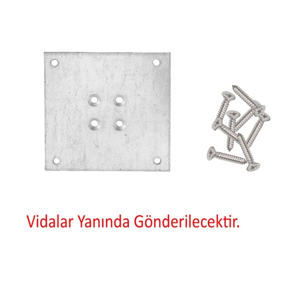 Metal Çinko Masa Bağlantı Sacı Düz 7 x 7 cm Mobilya Yemek Masası Ayak Bağlama Saçı Aparat 4 Adet - 6