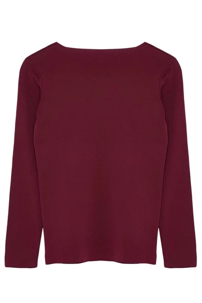 Büyük Beden Kadın Modern Tarz Rahat Uzun V Yaka Düz Kol Regular Triko Kazak - Resim 2