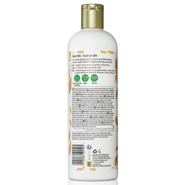 İnecto Hindistan Cevizi Yağlı Kuru Ve Kabaran Saçlar Için Vegan Şampuan 500 Ml - 2