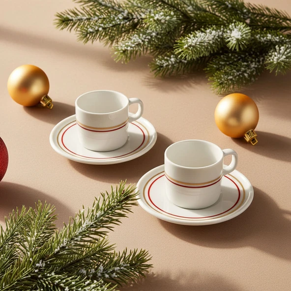 GÜRAL PORSELEN Mental  2 Kişilik Kahve Fincanı Takımı Altın  (Türk Kahvesi Hediyeli ) ürün görseli