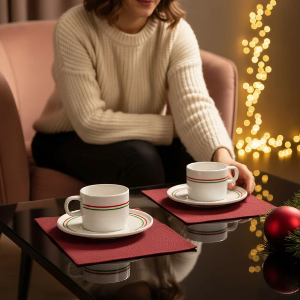 GÜRAL PORSELEN Mental  2 Kişilik Kahve Fincanı Takımı Yeşil   (Türk Kahvesi Hediyeli) ürün görseli 1