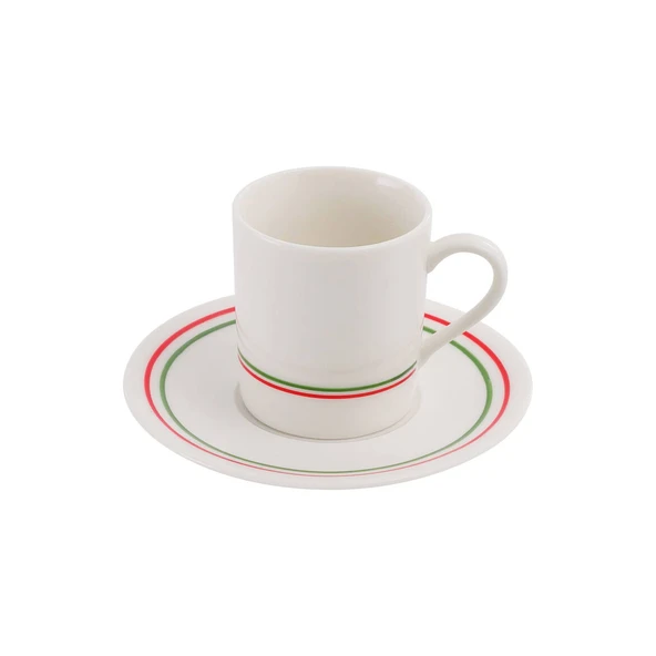 GÜRAL PORSELEN Camelia  2 Kişilik Kahve Fincanı Takımı Yeşil  (Türk Kahvesi  Hediyeli) - Resim 6