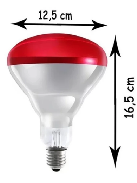 Avarson (5 Adet) 250W Kızılötesi (infrared) Isıtıcılı Fizik Tedavi Lambası (Kırmızı Işık) E27 (Kalın Duy) - 4