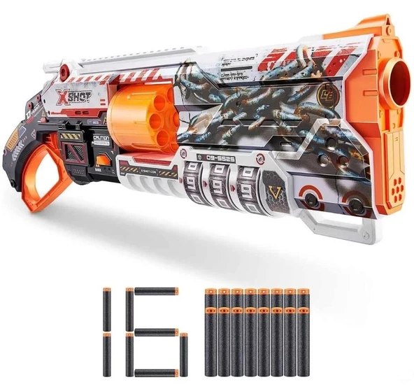 X-Shot Skins Lock Blaster 16 Dartlı Sünger Atan Oyuncak Silah