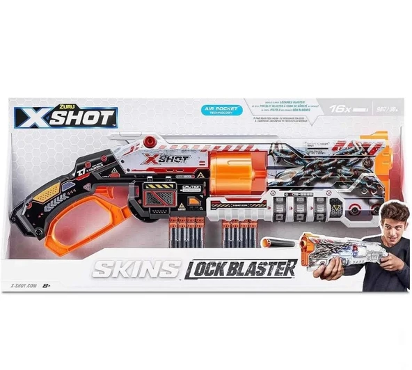 X-Shot Skins Lock Blaster 16 Dartlı Sünger Atan Oyuncak Silah - 4