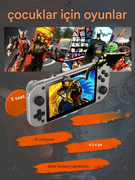 QASUL 4.3 inç Oyun Konsolu  25 Simülatörü Destekler, 20000 den fazla oyunlu 64 GB SD  Kart Hediye - 2