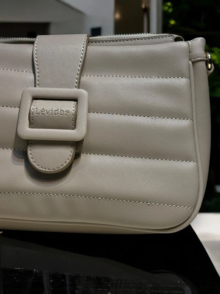 Levidor Özel Renk El Ve Kol Çantası Olarak Tasarlanmış Suni Deri Bayan Omuz Çantası LEVDR.7363930059KUM - Resim 4