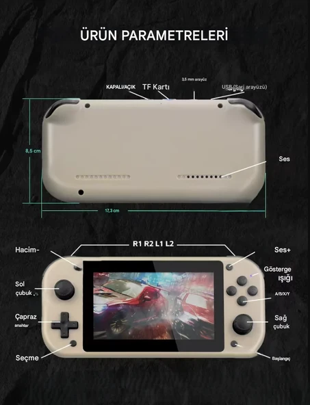 QASUL 4.3 inç Oyun Konsolu  25 Simülatörü Destekler, 20000 den fazla oyunlu 64 GB SD  Kart Hediye - 6