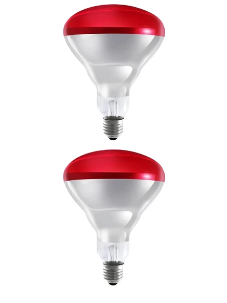 Avarson (2 Adet) 250W Kızılötesi (infrared) Isıtıcılı Fizik Tedavi Lambası (Kırmızı Işık) E27 (Kalın Duy)