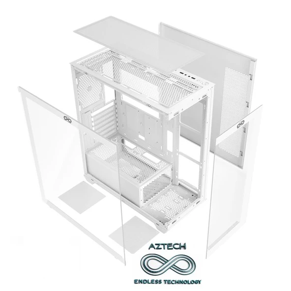 AZTECH AZT101 W Gaming Mid-Tower PC Kasası Beyaz - Resim 3
