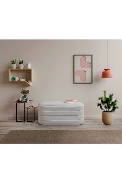 Framgan Beyaz Bench Puf -yatak Ucu Bench - Bench Koltuk Modern Bench Modelleri Oturma Bankı - Küçük Koltuk - 2
