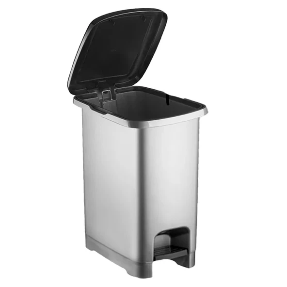 Ergonomik Pedallı Plastik Çöp Kovası ( iç kovasız) Metal Gri - 6