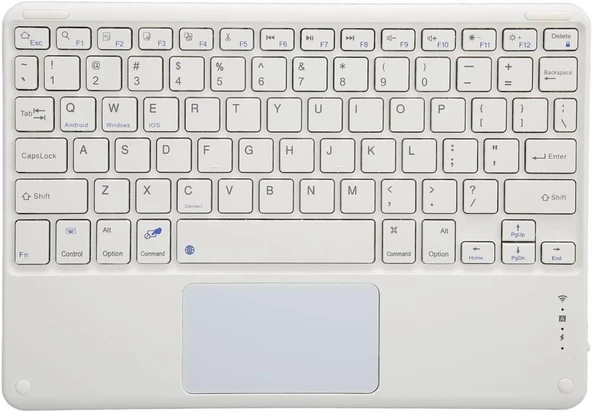 NPO SSA MID8017TB 8" Uyumlu Kablosuz Bluetooth Dahili Bataryalı Şarjlı TouchPad'li Klavye - Beyaz