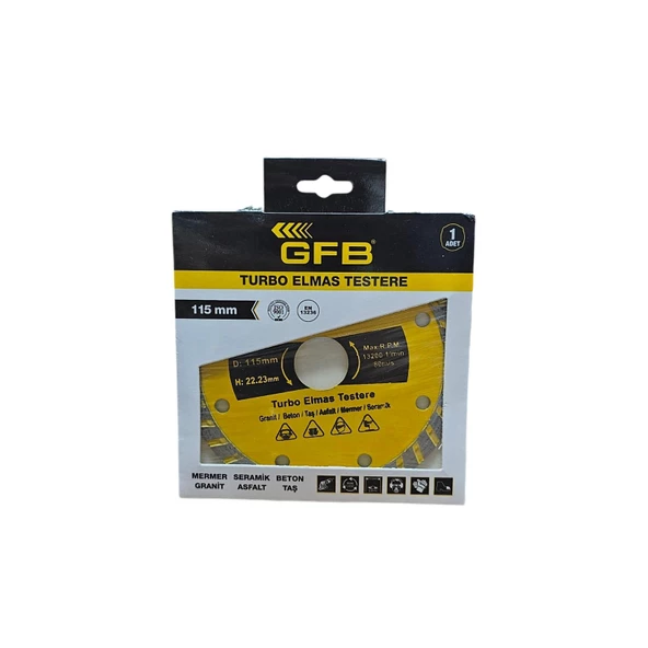 GFB TURBO ELMAS MERMER GRANİT KESİCİ 115 MM TEKLİ