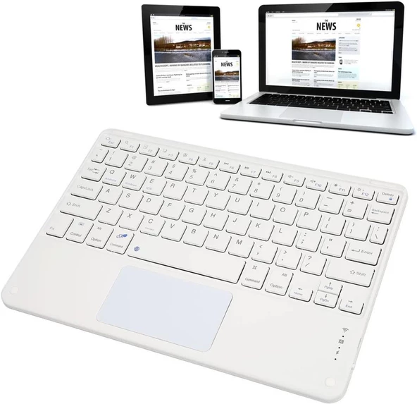 Lenovo Tab M10 Plus ZA5T0420TR 10.3" Uyumlu Kablosuz Bluetooth Dahili Bataryalı Şarjlı TouchPad'li Klavye - Beyaz - 8
