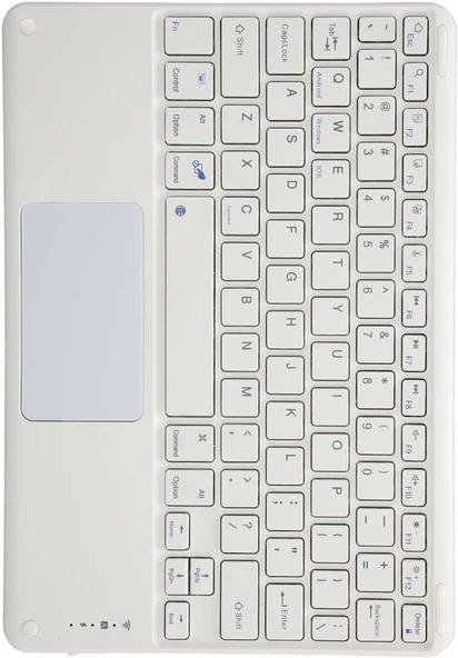 Apple iPad Air - iPad 5 9.7" Uyumlu Kablosuz Bluetooth Dahili Bataryalı Şarjlı TouchPad'li Klavye - Beyaz - 9