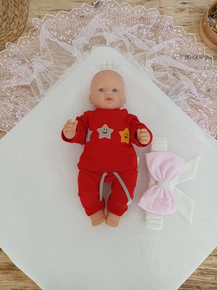 Bal Peteği My Princess Taç Nakış İnci Fiyonklu Dantel Duvaklı Delüks Kundak Bebek Battaniyesi - 5