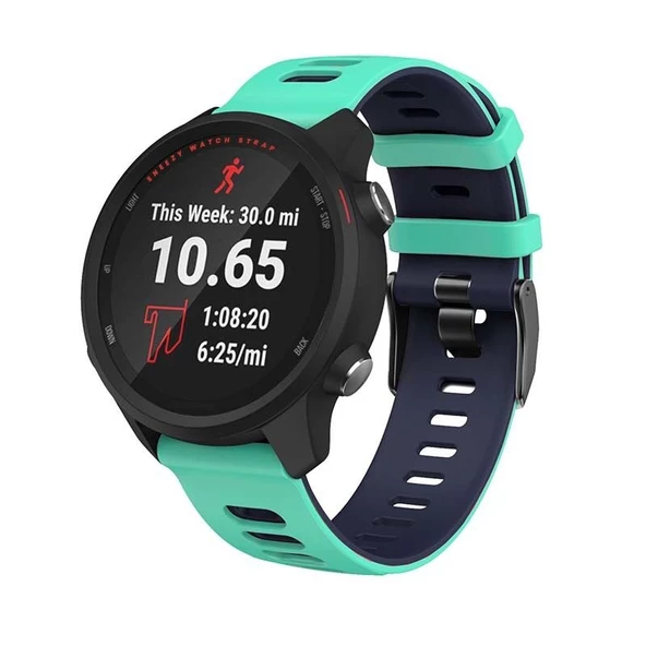 Amazfit Watch GTR 3 Pro-GTR 3-GTR 2e-GTS 2-GTR 47mm 22mm Uyumlu Stride Çift Renkli Silikon Kordon  Turkuaz - Lacivert Turkuaz - Lacivert