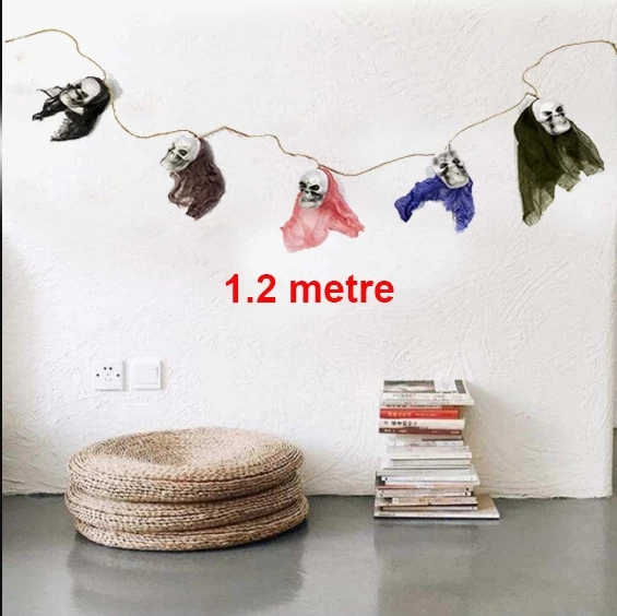 İp Üzeri 5 Adet Kuru Kafa Asmalı Süs 1.2 Metre - 3
