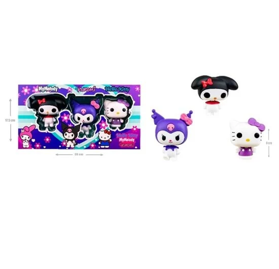 Hello Kitty My Melody Kuromi 3'lü Figür oyuncak seti