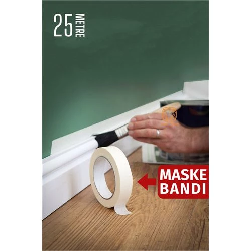 ModaCar Maskeleme Bandı 25 Metre Çıkarılabilir Boyacı Bandı