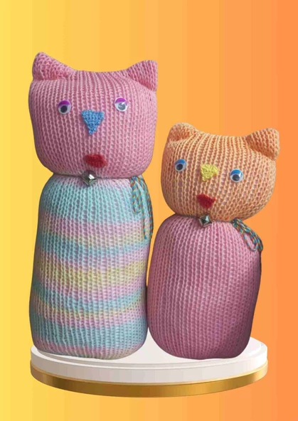 Tıkırık Örgü Yastık Uyku ve Oyun Arkadaşı Pofuduk&Şeker - 35 cm-45 cm
