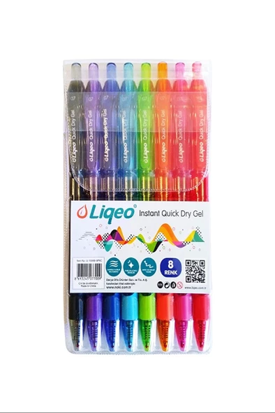 Noki Liqeo G-7008B İnstant Dry Gel Kalem 0.7 Mm 8'li Pvc