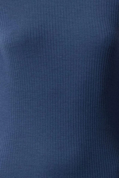 Moda Slim Dik Yaka Midi Boy Fitilli Derin Yırtmaç Detaylı Fitted Vücuda Oturan Esnek Örme Elbise - 2