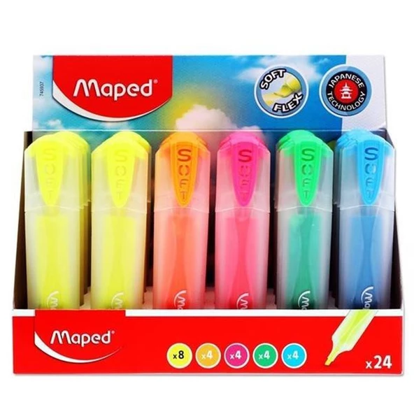 Maped Fosforlu Kalem FLEX Yumuşak Uçlu Soft 24 Lü 745937