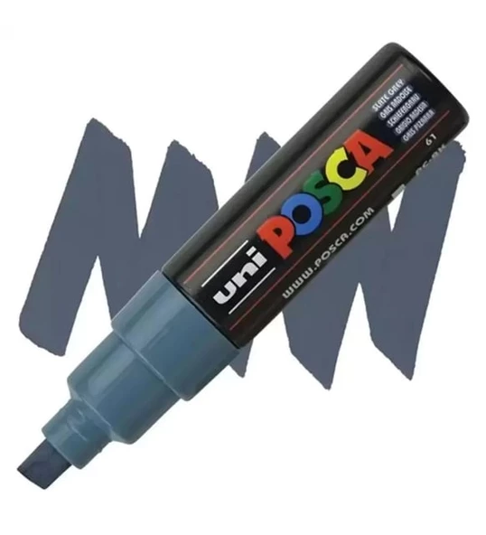 Uni-Ball Posca 8.0 Su Bazlı Boyama Markörü Kurşun Gri-6-PKT