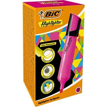 Bic Markıng Flat Hıghlıghter 10 Lu Pembe