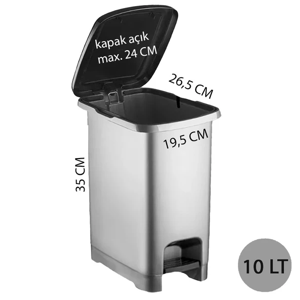 Ergonomik Pedallı Plastik Çöp Kovası ( iç kovasız) Kırık Beyaz - 2