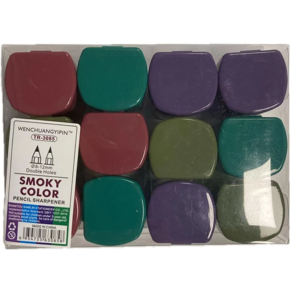 Bafix Smoky Color Kalemtraş Çiftli Hazneli TR-3085-12-PKT