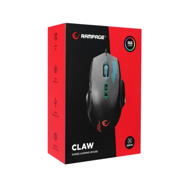Rampage SMX-G38 CLAW Usb 7 Makro Tuşlu RGB 12800 DPI Gaming Oyuncu Mouse - Resim 6
