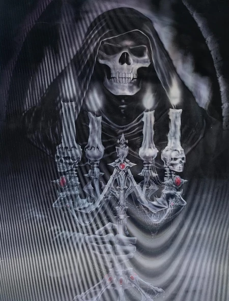 Parti Aksesuar 5D Elmas Boyama 3 Farklı Resim Değişenli Halloween İskelet Tablosu 30x40 cm - Resim 2