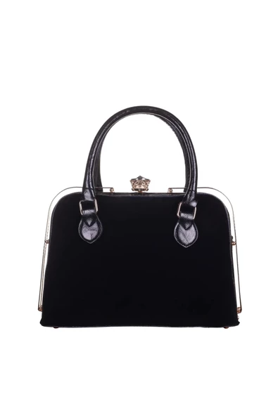 Armine Kadın Omuz Çantası 339 Siyah Süet - Resim 3