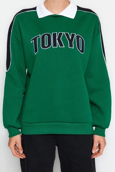 Gömlek Yaka Reglan Kol Kalın İçi Polarlı Polo Yaka Normal Kalıp Örme Sweatshirt - 6
