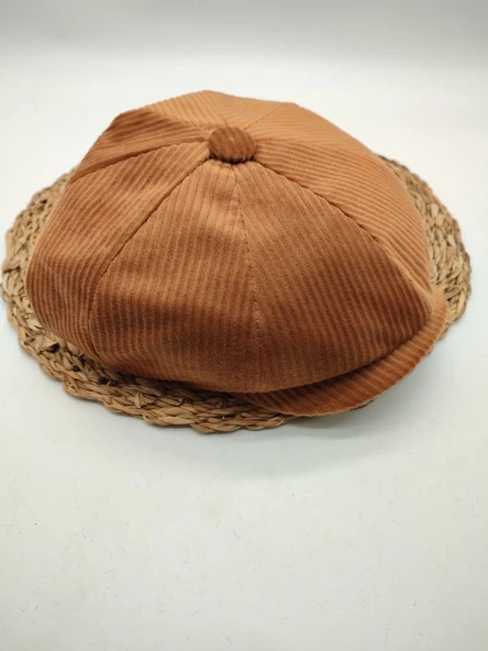 Kadife Kumaş Klasik Erkek Kasket Modern Tarz Taba Renk - 7