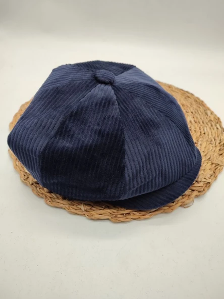 Kadife Kumaş Klasik Erkek Kasket Modern Tarz Lacivert Renk - 7