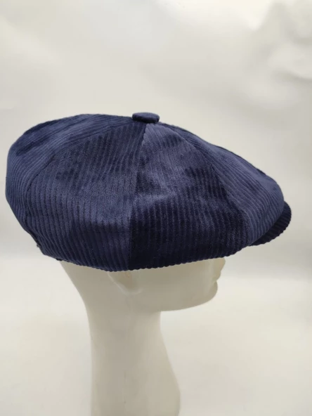 Kadife Kumaş Klasik Erkek Kasket Modern Tarz Lacivert Renk - 3