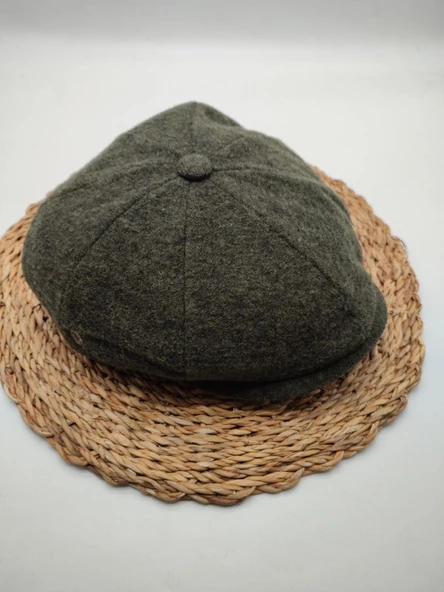 Erkek Klasik Kasket Sekiz Parça Yeşil Renk - 4