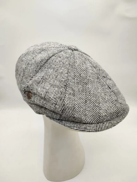 Balık Sırtı Erkek Klasik Kasket Sekiz Parça Gri Renk - 2