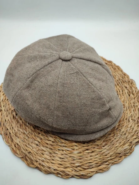 Erkek Klasik Kasket Sekiz Parça Bej Renk - 4