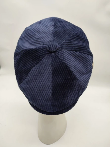 Kadife Kumaş Klasik Erkek Kasket Modern Tarz Lacivert Renk - 9