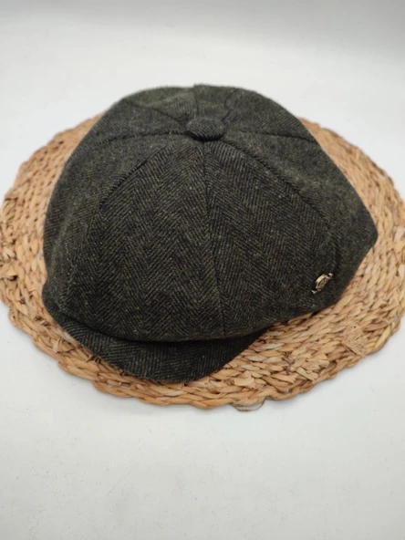 İnce Balık Sırtı Erkek Klasik Kasket Sekiz Parça Yeşil Renk - 6