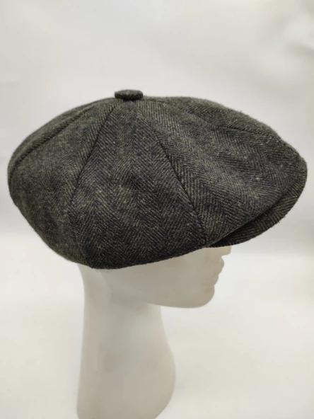 İnce Balık Sırtı Erkek Klasik Kasket Sekiz Parça Yeşil Renk - 3