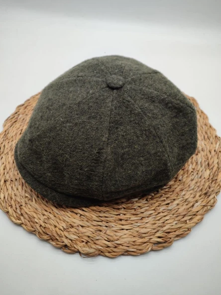 Erkek Klasik Kasket Sekiz Parça Yeşil Renk - 5